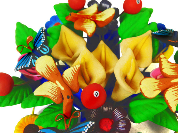 Juan Hernandez Family: Large Flowers and Birds Metepec Cross