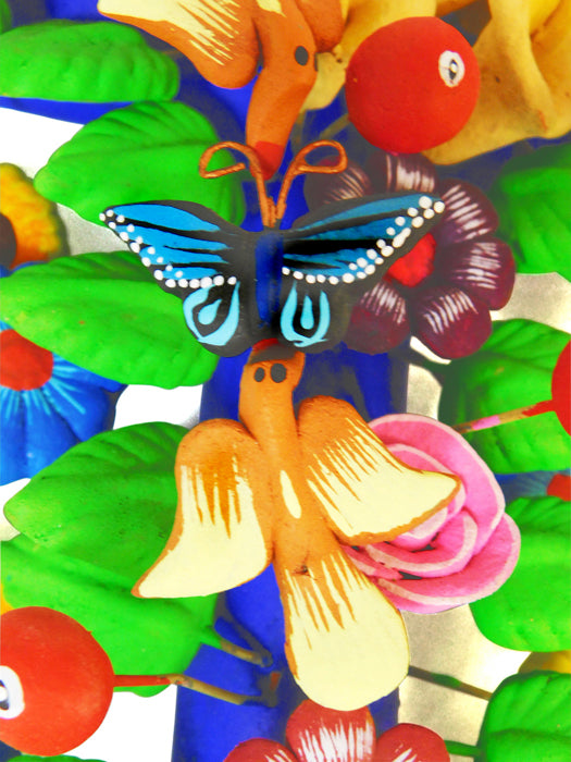 Juan Hernandez Family: Large Flowers and Birds Metepec Cross