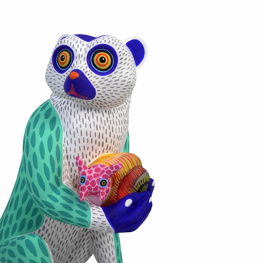 Authentic alebrije of a lemur Handcarved in Oaxaca Mexico
