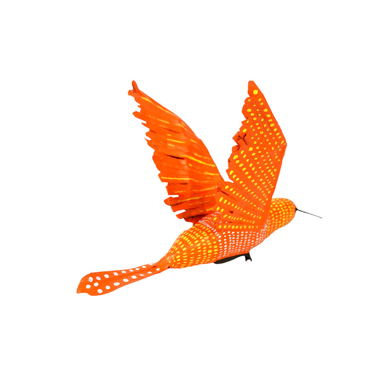 Antonio Alonso: Hanging Orange Hummingbird Paper Mache