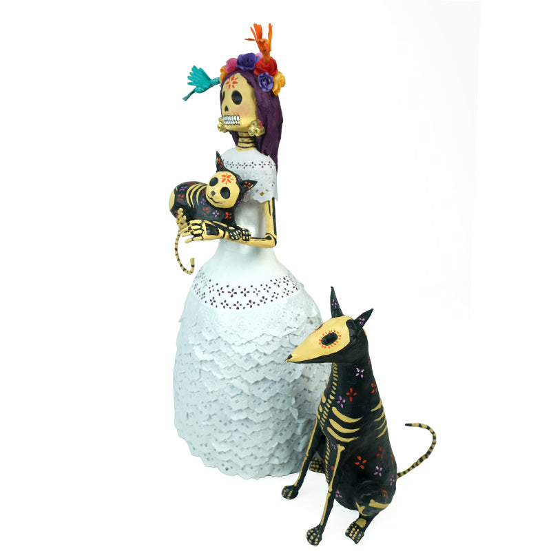 Antonio Alonso: Day of the Dead Catrina with Pets Paper Mache