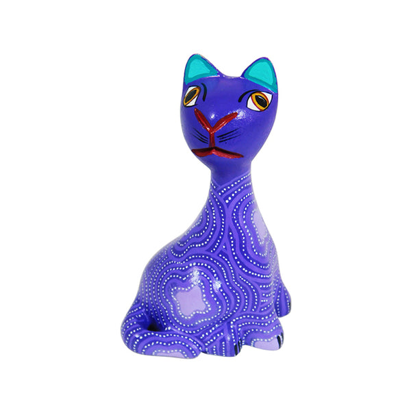Anareli Hernandez: Lavender Little Cat Woodcarving