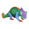 Signed wood sculpture of a chameleon