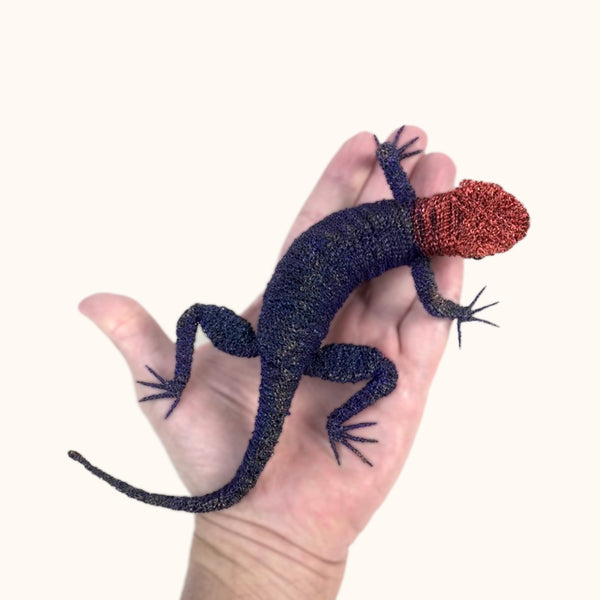 Cristo Escamilla: Red Headed Agama Lizard  Wire Art