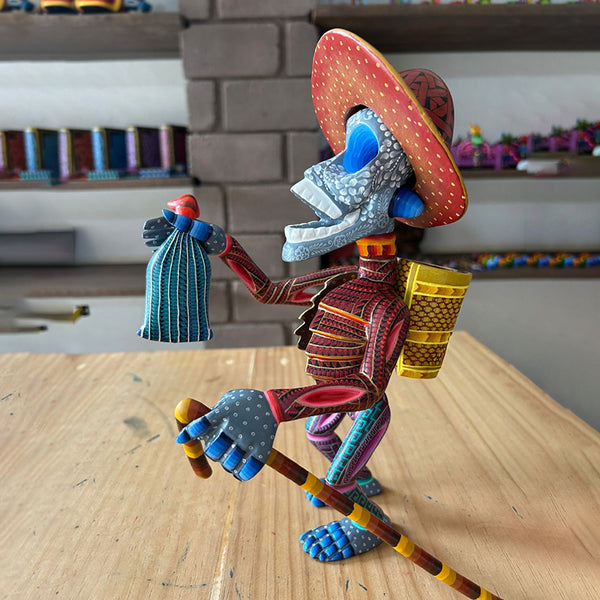 Dante Cruz: Day of the Dead Farmer Woodcarving