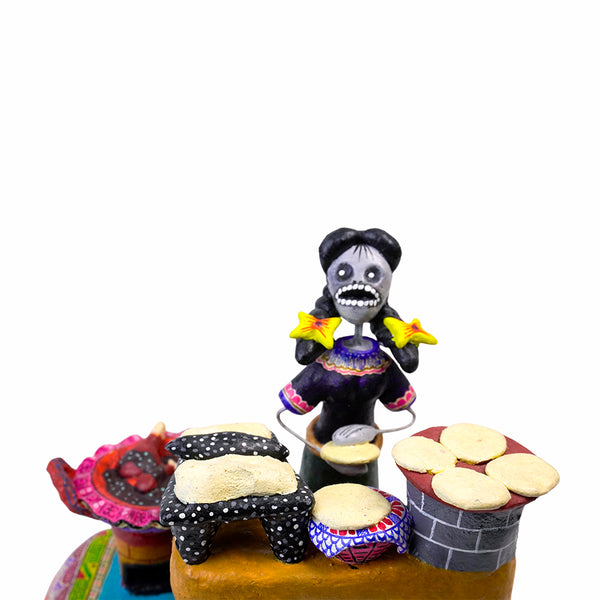 Saul Montesinos: Preparing Mole, Day of the Dead Ceramic Scene