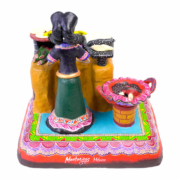 Saul Montesinos: Preparing Mole, Day of the Dead Ceramic Scene
