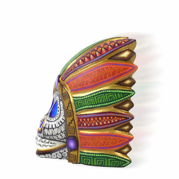Jorge Ortega: Day fo the Dead Emperor Skull Woodcarving