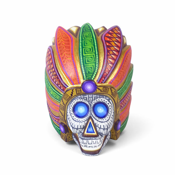 Jorge Ortega: Day fo the Dead Emperor Skull Woodcarving