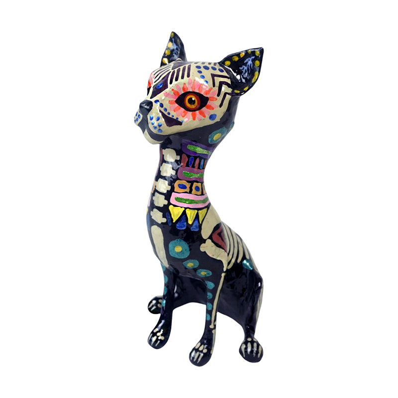 Paper Mache: Day of the Dead Skeleton Dog  Figurine