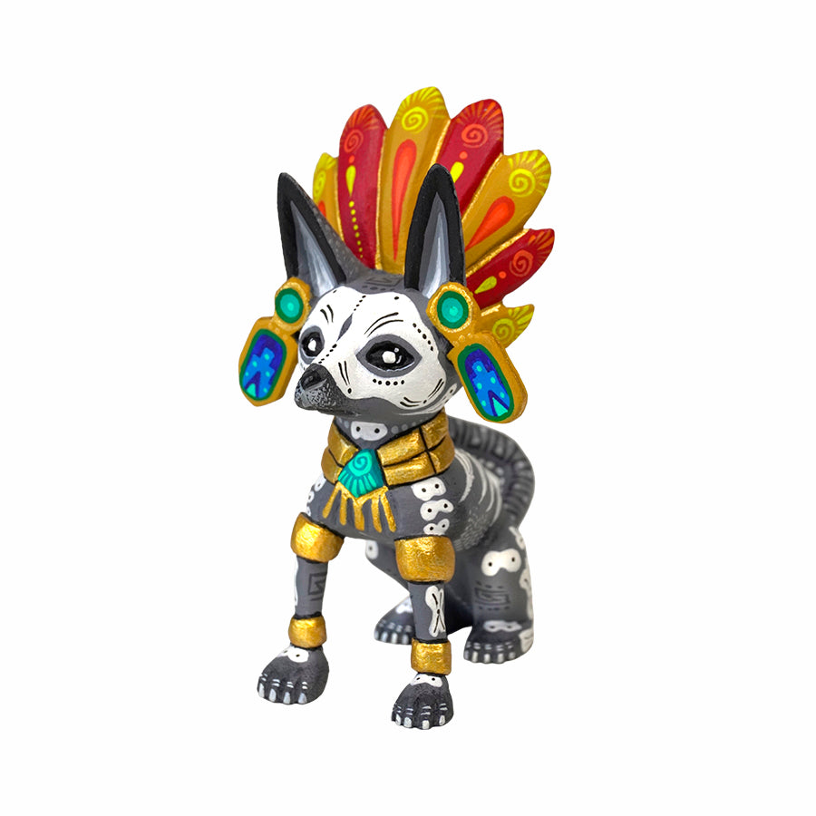Jorge Ortega: Day of the Dead Emperor Dog Alebrije Woodcarving
