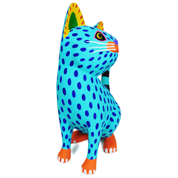 Eduardo Jimenez: Turrquoise Cat Woodcarving