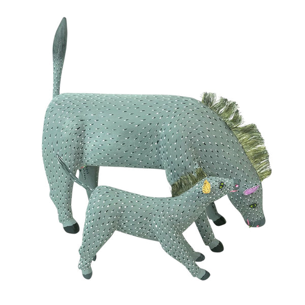 Gabino Reyes: Donkey with Baby Our Lady of Guadalupe Woodcarving