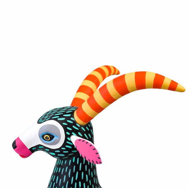 Luis Pablo: Stylized Striped Goat Alebrije