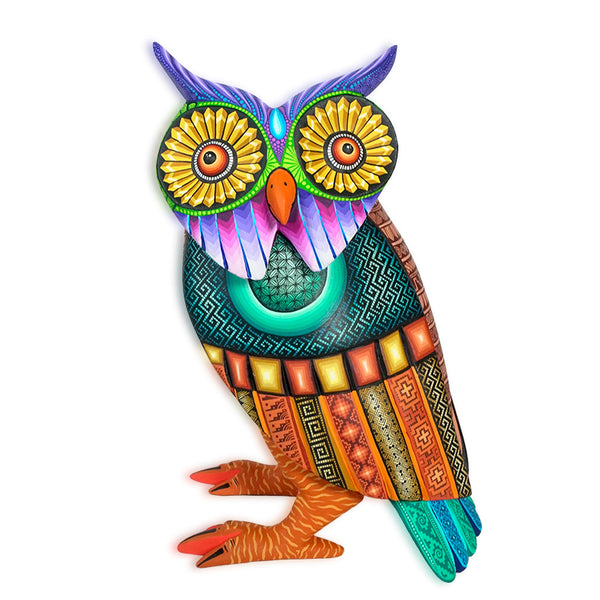 Authentic handmade owl alebije. Hand carved and hand painted 