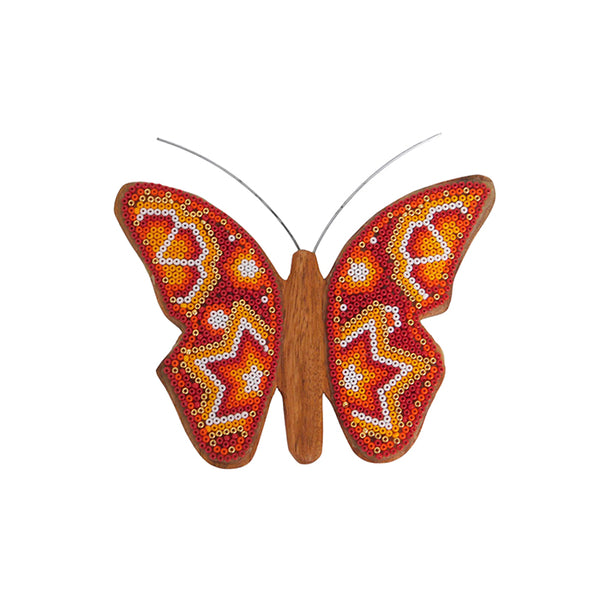 Huichol: Orange Stars Butterfly