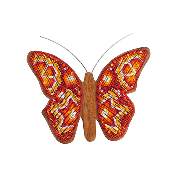 Huichol: Orange Stars Butterfly