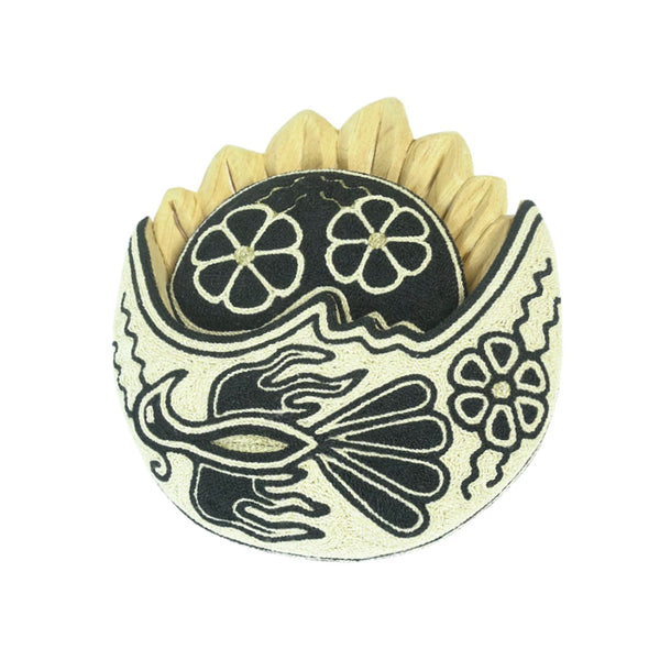 Huichol: Wall Hanging Yarn Sun & Moon Figurine