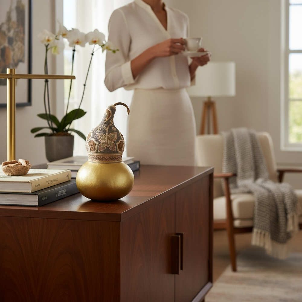 Huichol: Yarn Butterfly Gold Gourd