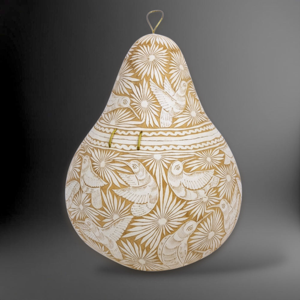 Huichol: Etched Hummingbirds Gourd