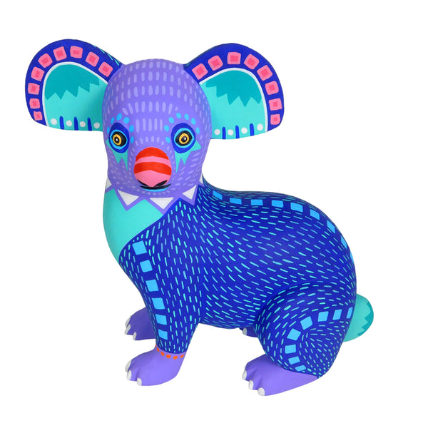 Koala handmade wood figurine made in Oaxaca Mexico