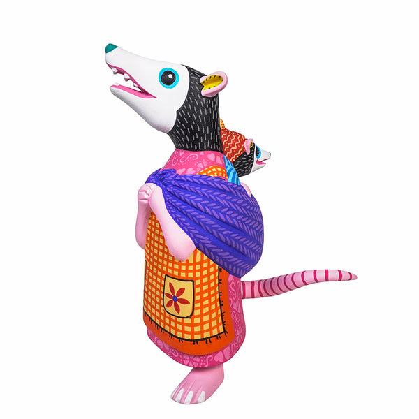 Luis Pablo: Opossum & Baby Woodcarving