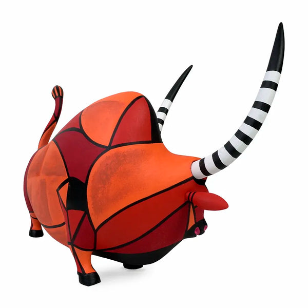 Luis Pablo: Mondrian Longhorn Bull Woodcarving