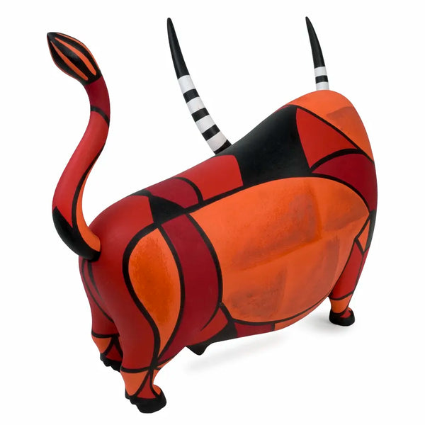 Luis Pablo: Mondrian Longhorn Bull Woodcarving