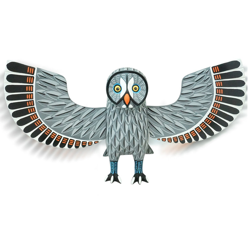 Owl wood figurine with extended wings