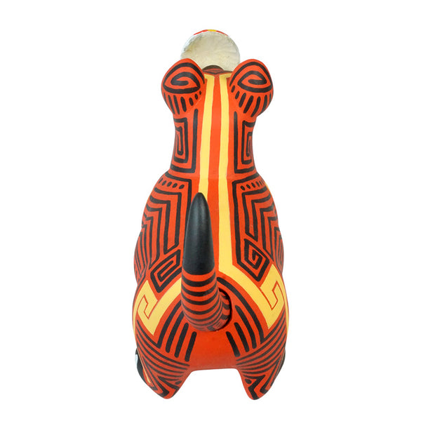 Luis Pablo: Colima Dog with Sugar Skull Mask Wood Figurine