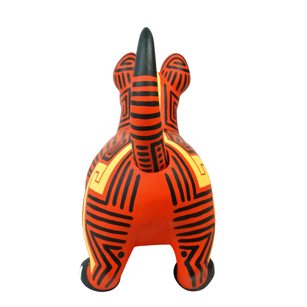 Luis Pablo: Colima Dog with Sugar Skull Mask Wood Figurine
