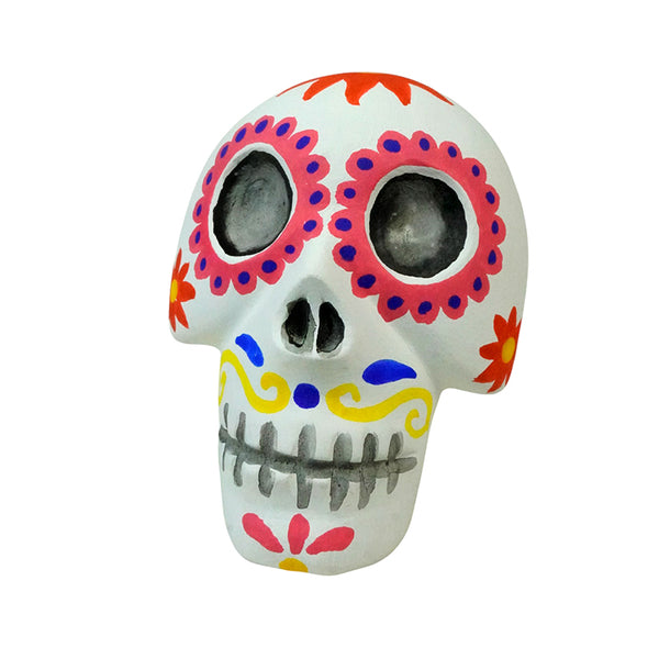 Luis Pablo: Colima Dog with Sugar Skull Mask Wood Figurine