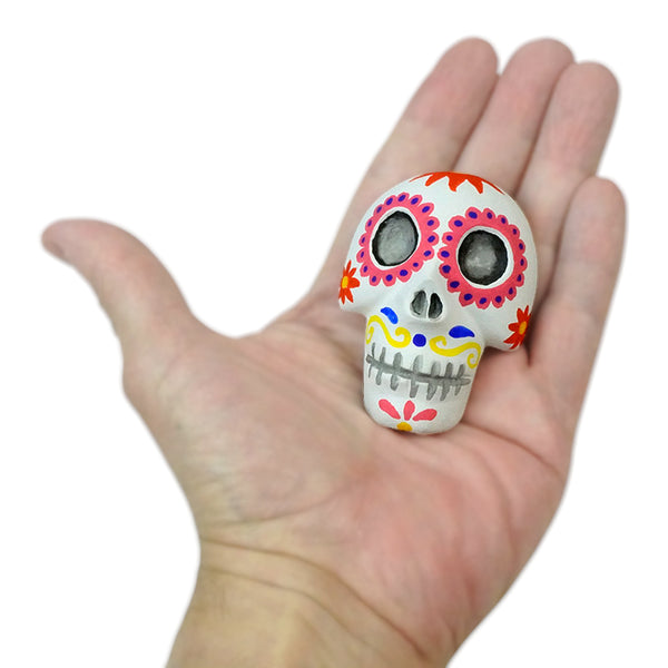 Luis Pablo: Colima Dog with Sugar Skull Mask Wood Figurine