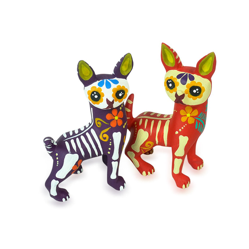 Nayeli Cruz: Little Day of the Dead Dogs Woodcarving