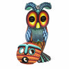 Wood owl alebrije with a mask, hand carved in Oaxaca Mexico