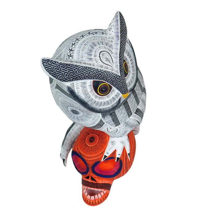 Rocio Fabian: Masterpiece Owl On Skull Sculpture