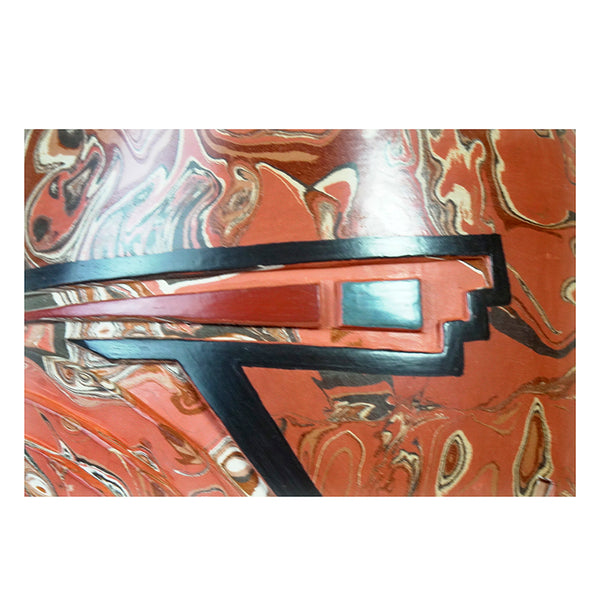 Salvador Baca: Marbled Clay & Geometric Relief Olla