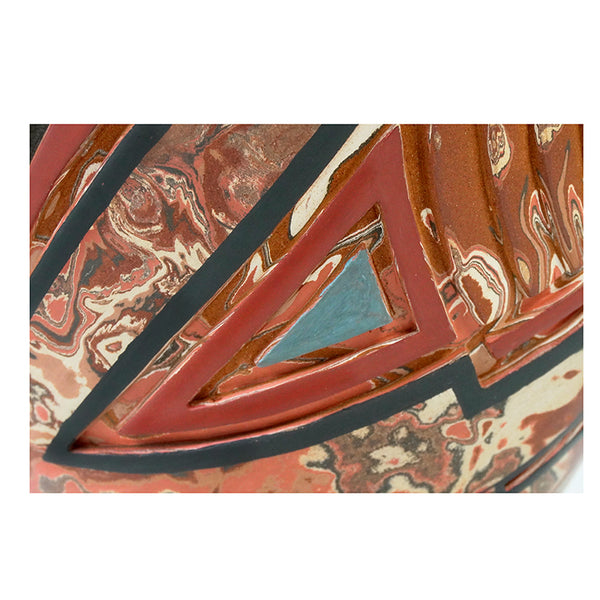 Salvador Baca: Marbled Clay & Geometric Relief Olla