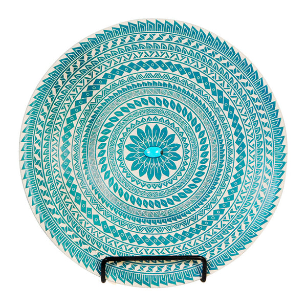 Hector Gallegos Jr: Turquoise Plate Mata Ortiz Art