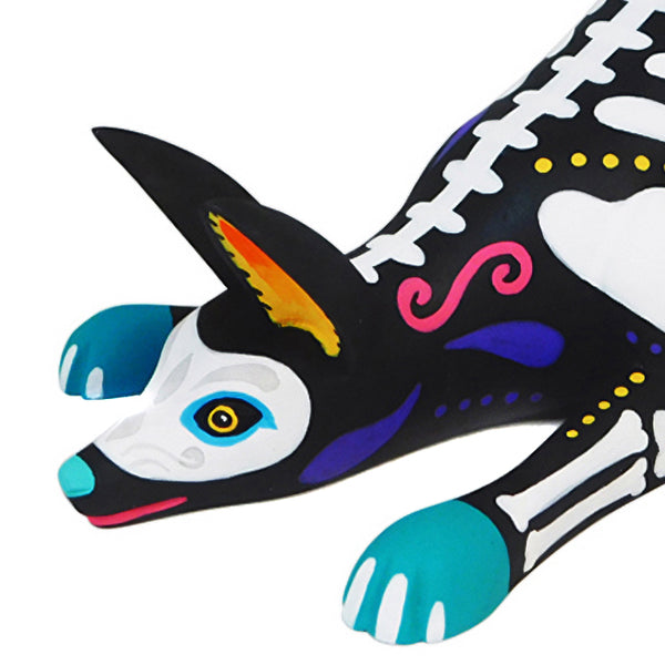 Luis Pablo: Day of the Dead Playful Dog Woodcarving