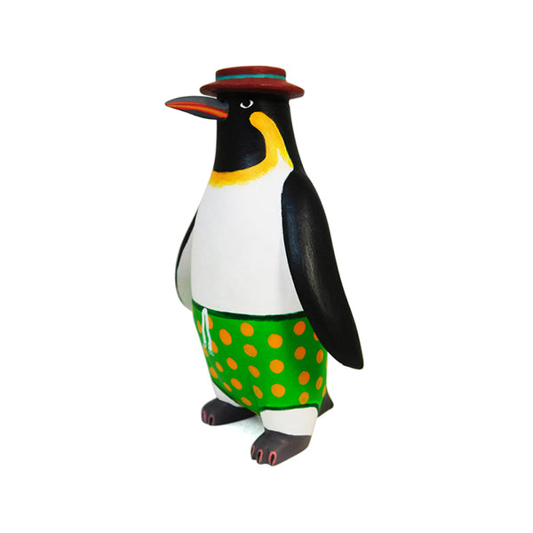 Avelino Perez: Penguin in Elegant Swimsuit Woodcarving