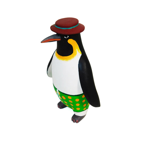 Avelino Perez: Penguin in Elegant Swimsuit Woodcarving
