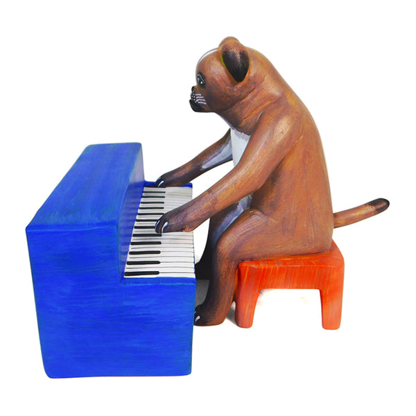 Avelino Perez: Dog Pianist Woodcarving