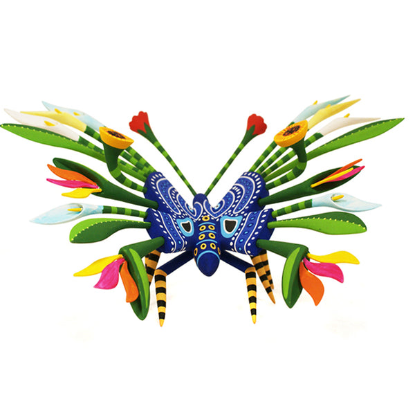 Oaxacan Woodcarving:  Flowers Butterfly Masterpiece