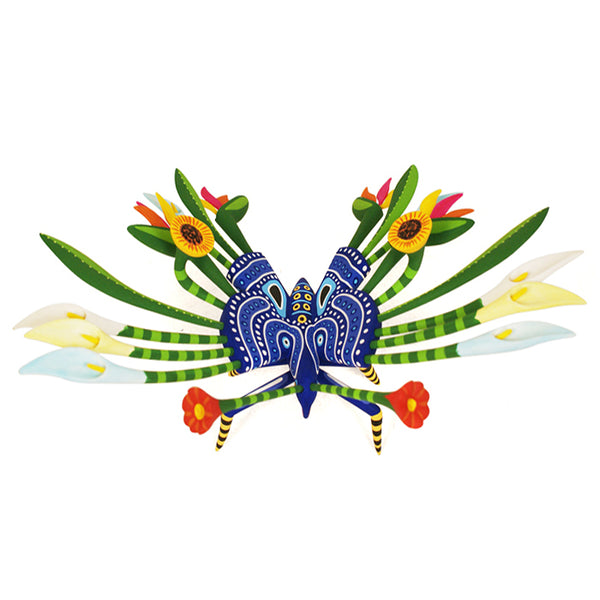 Oaxacan Woodcarving:  Flowers Butterfly Masterpiece