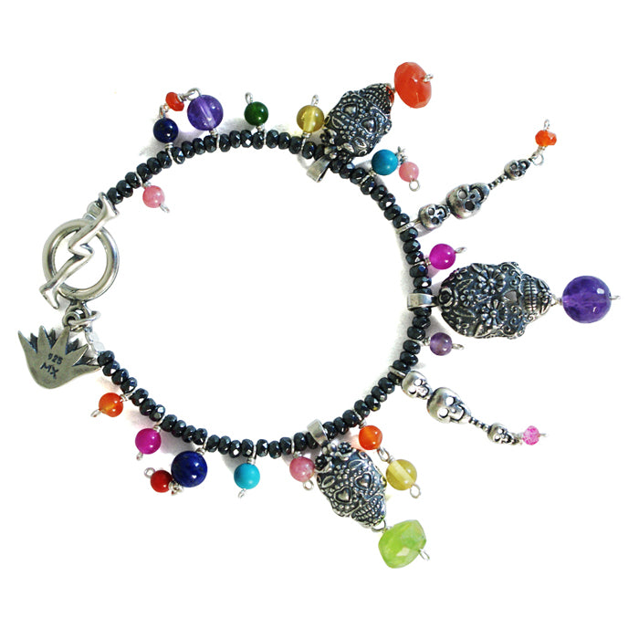 Handmade multi color semi precious stones silver bracelet – Katerina  Roukouna