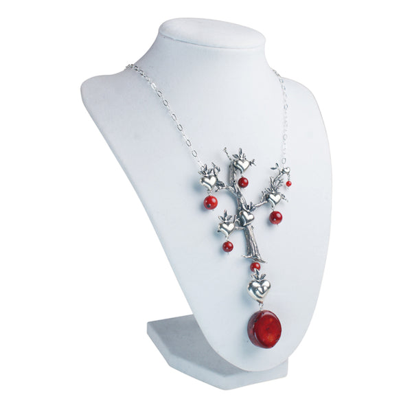 Tree of Love Necklace: Red Jade & Silver