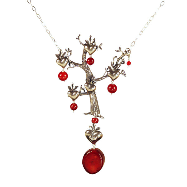 Tree of Love Necklace: Red Jade & Silver