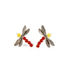 Dragonfly Earrings: Amber & Silver