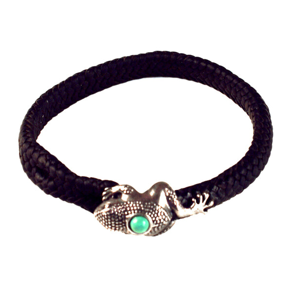 Silver Frog Bracelet: Silver & Leather